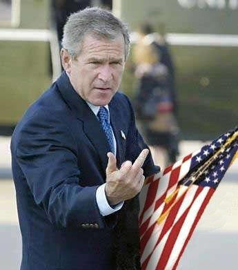 President George Bush Flipping Finger - yeah, and he is our President?
